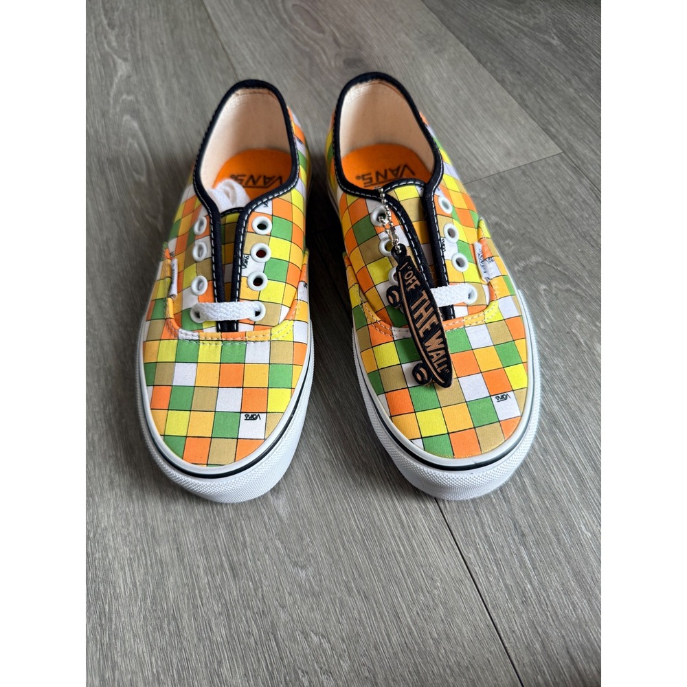 Vans Authentic Checkerboard Low Top‎ Sneakers Orange Yellow Green White Size 5.5